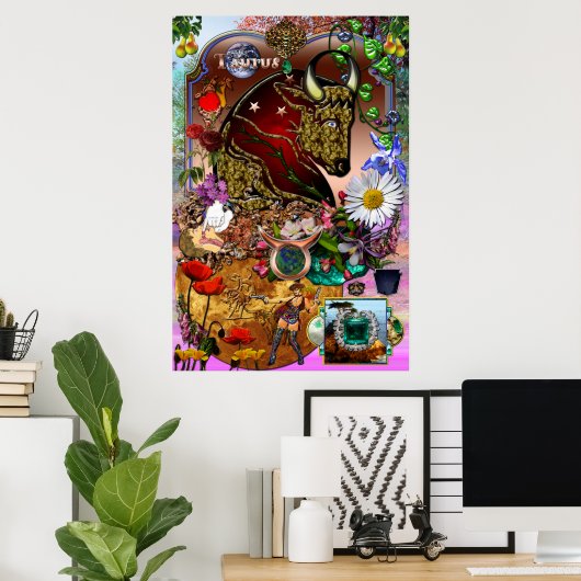 Poster Collage Taurus Zodiac (Bureau à domicile)