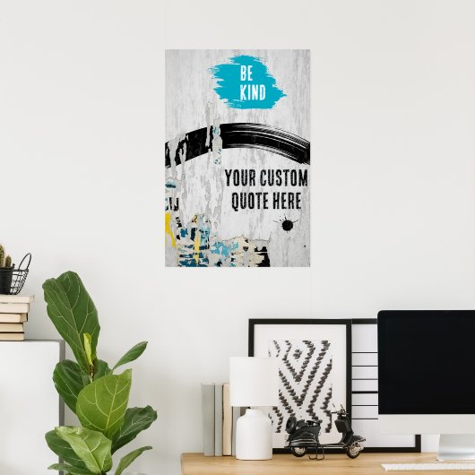 Poster Collage urbain papier déchiré avec devis (Bureau à domicile)