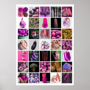 Poster Collage VEGETABLES - rose/pourpre