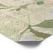 Poster Collage vintage - coqs et fleurs (Coin)