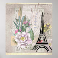 Collage vintage et tour Eiffel