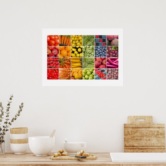 Poster collé de fruits et légumes (Cuisine)