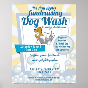 Poster collecte de fonds de lavage de chien école PTO PTA