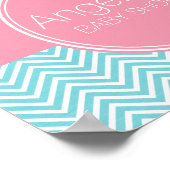 Poster Collection baby shower - Chevrons bleu rose et Aqu (Coin)
