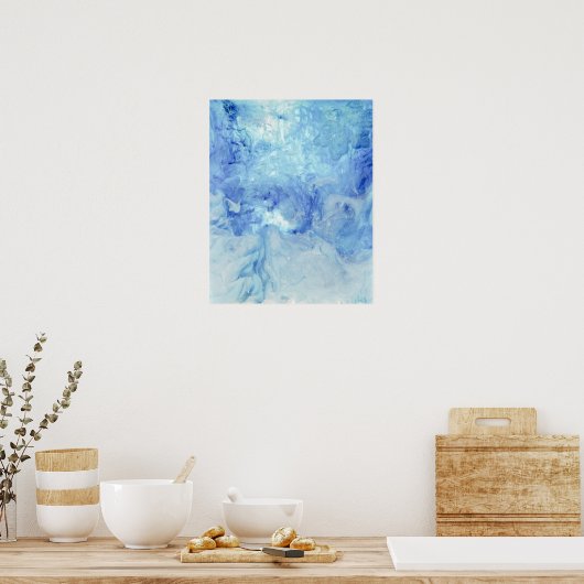 Poster Collection "Blizzard" - abstrait bleu et blanc (Cuisine)