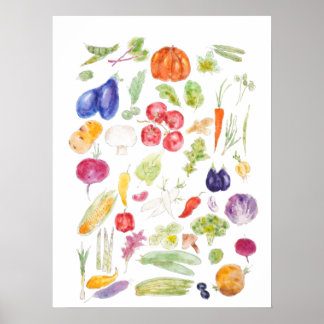 Poster collection colorée d'encre végétale et d'aquarelle