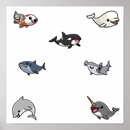 Poster Collection d'animaux de mer (Devant)