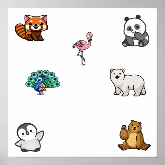 Poster Collection d'animaux sauvages (Devant)