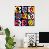 Poster Collection d'art graffiti Bitcoin avec des couleur (Bureau à domicile)