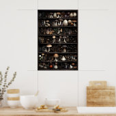 Poster Collection de champignons dans la mousse, bois aut (Cuisine)