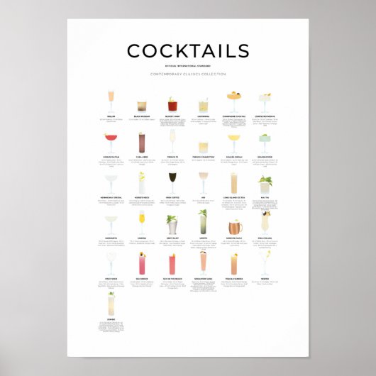 Poster Collection de cocktails classiques contemporains (Devant)