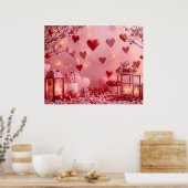 Poster Collection de cœurs roses et rouges sur un mur mod (Cuisine)