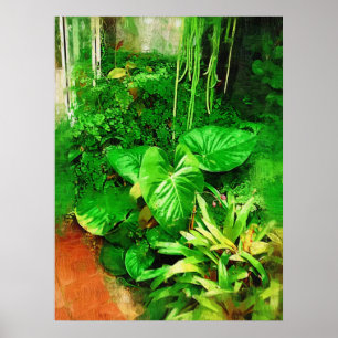Poster collection de feuillages tropicaux, fée enfant tro