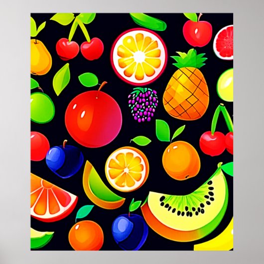Poster Collection de fruits brillants (Devant)