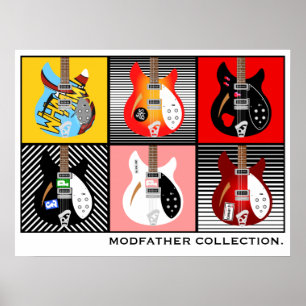 Poster Collection de guitares électriques Mod Brit Pop Ar