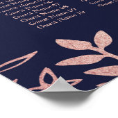 Poster Collection de mariage florale élégante Navy & Rose (Coin)