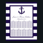 Poster Collection de Mariages de la marine d'Ancres nauti<br><div class="desc">La collection de mariages à rayures marine de l'ancre nautique est parfaite pour tout couple qui planifie un mariage romantique au bord de la mer. Ces tableaux de sièges peuvent être personnalisés pour votre occasion spéciale et rendraient les tables parfaites pour tout mariage, douche nuptiale, fête de fiançailles, fête d'anniversaire...</div>