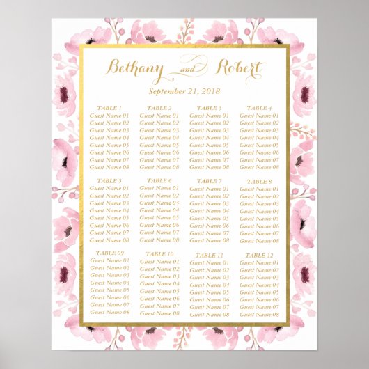Poster Collection de Mariages floraux rose-printemps (Devant)