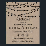 Poster Collection de Mariages Rustic Kraft<br><div class="desc">Simple mais élégant, les lampes à cordes de la collection rustique de mariage kraft est un design étonnant avec de belles lumières à cordes noires accrochées sur un arrière - plan à effet kraft, qui est parfait pour toute célébration mariage rustique. Ce panneau de bienvenue peut être personnalisé pour votre...</div>