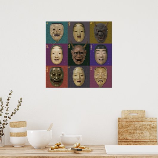 Poster Collection de masques Noh (Cuisine)