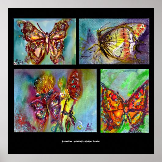 POSTER COLLECTION DE PAPILLONS COLORÉS (Devant)