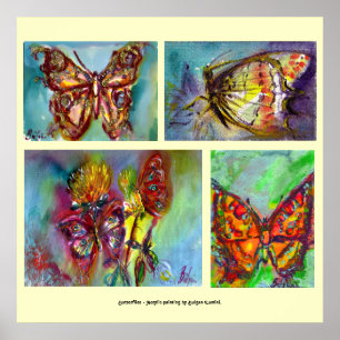 POSTER COLLECTION DE PAPILLONS COLORÉS