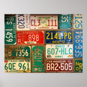 Poster collection de plaques d'immatriculation rétro roui