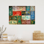 Poster collection de plaques d'immatriculation rouille ré (Cuisine)