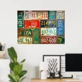 Poster collection de plaques d'immatriculation rouille ré (Bureau à domicile)