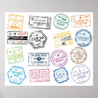 Collection de timbres de passeport isolés sur blan