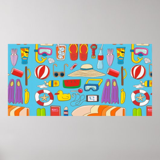 Poster Collection d'objets d'été pour l'été à (Devant)