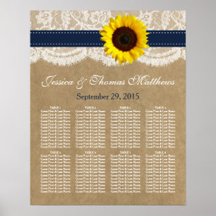 Poster Collection Kraft, dentelle et tournesol - Navy Blu