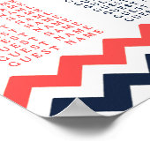 Poster Collection Mariage moderne Chevron Marine & Coral (Coin)