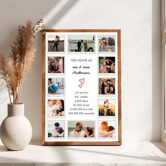 Poster Collection photo personnalisée du 10e anniversaire
