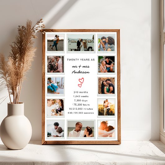 Poster Collection photo personnalisée du 20e anniversaire