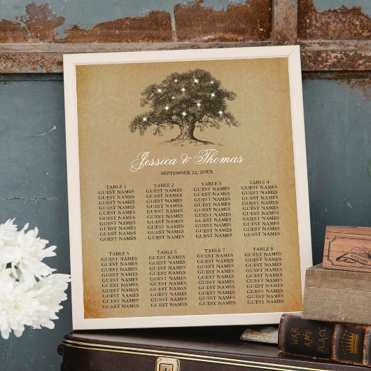 Poster Collection Vintage de Mariages d'Old Oak Tree
