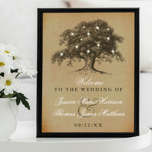 Poster Collection Vintage de Mariages d'Old Oak Tree