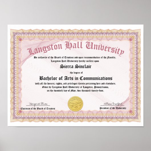 Poster Collège d'honneur ou diplôme universitaire de répl (Devant)