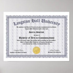 Poster Collège d'honneur ou réplique de diplôme universit