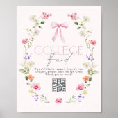 Poster College Fund Qr Code Graduation Pink Bow (Devant)