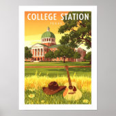 Poster College Station Texas vintage (Devant)