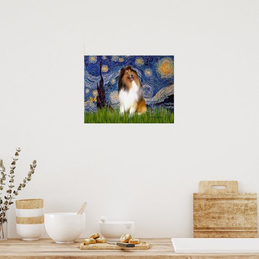 Poster Collie 1 - Nuit étoilée (Cuisine)