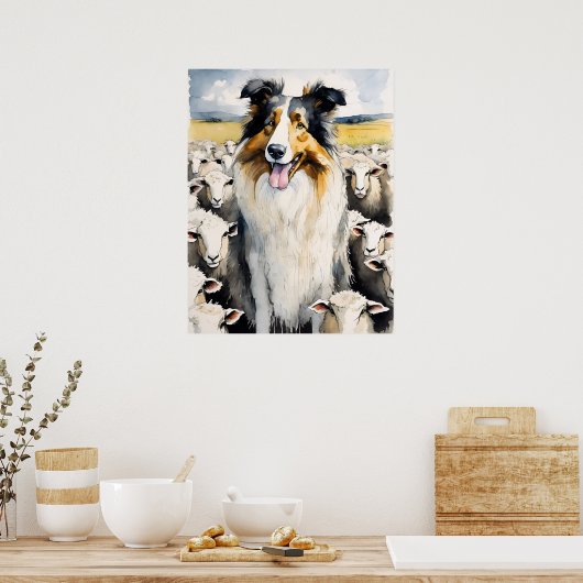 Poster Collie - Art Chien Imprimer (Cuisine)