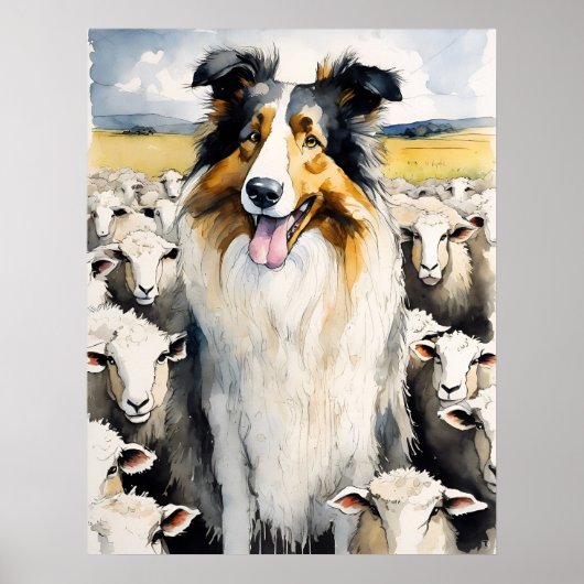Poster Collie - Art Chien Imprimer (Devant)