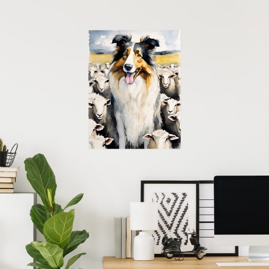 Poster Collie - Art Chien Imprimer (Bureau à domicile)