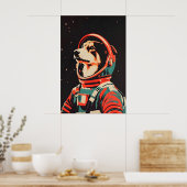 Poster Collie Astronaut Poster, Collie Retro Print (Cuisine)