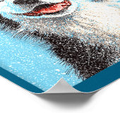 Poster Collie de Border de Noël Bleu Clair (Coin)