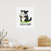 Poster Collie-flower Funny Bordure Collie Chien Pun (Cuisine)