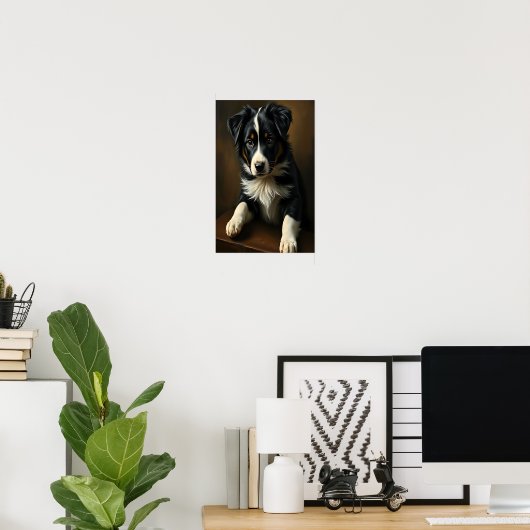 Poster Collie frontière mignonne (Bureau à domicile)