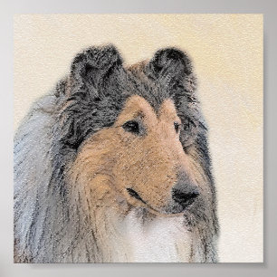 Poster Collie (Rough) Peinture - Cute Original Chien Art